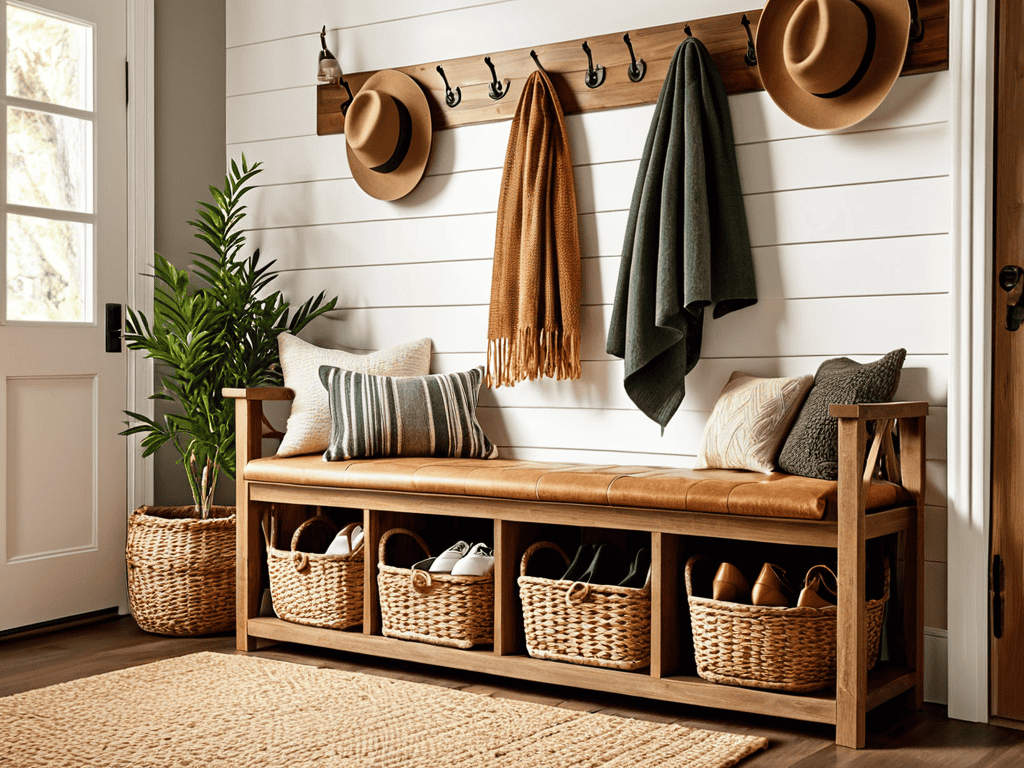 Diy entryway mudroom bench with storage